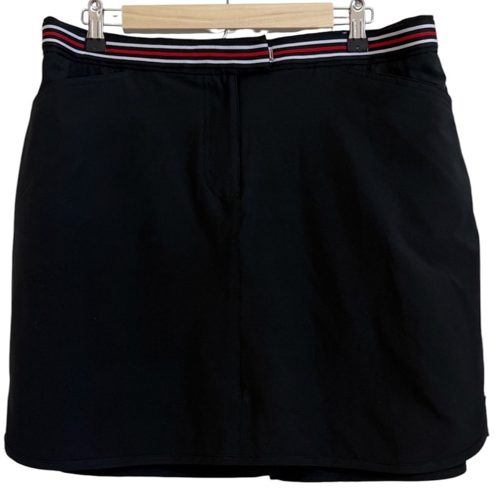 GGblue Luxe Sport Women Black Golf Skort Striped Waistband Size 12